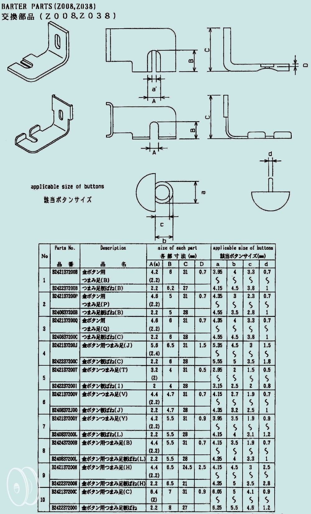 JUKI louis buttons adapters